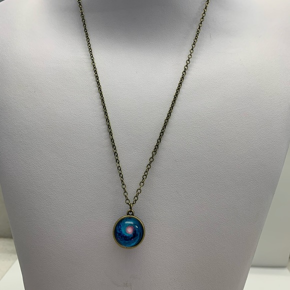 Unique Blue Galaxy Necklace - Picture 2 of 3